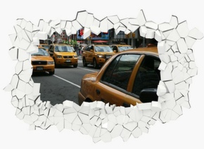 Décoration en trompe-l'oeil - Taxis à New-York trompe-l-oeil-taxis-new-york.jpg