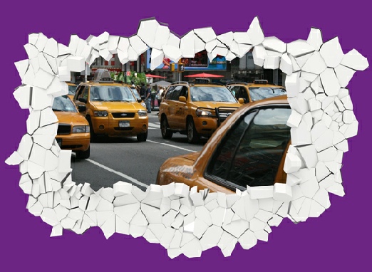 Décoration en trompe-l'oeil - Taxis à New-York trompe-l-oeil-taxis-new-york.jpg